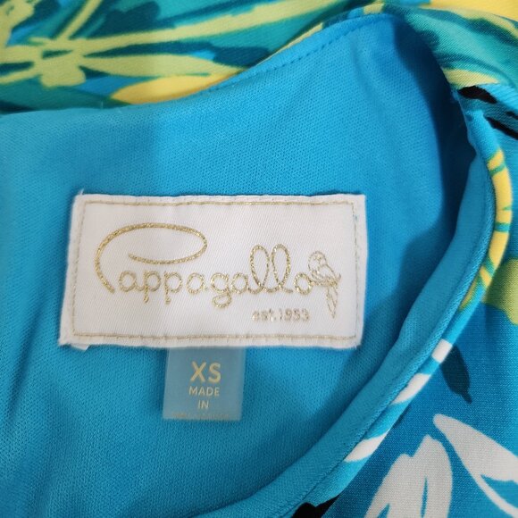 Pappagallo Size XS Blue Yellow Citrus Print Sleeveless Stretch Women's Dress - Picture 5 of 7